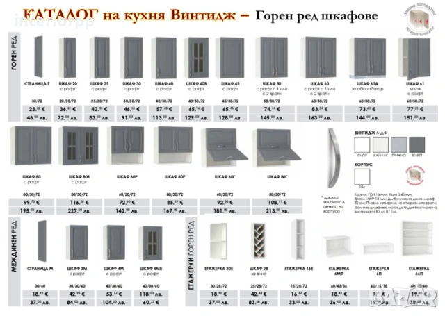 Кухни Винтидж  222/182 см от модулни шкафове. Безплатен Проект за Вас, снимка 6 - Кухни - 49111170