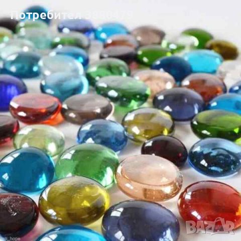  пъстроцветни стъклени кръгли камъчета