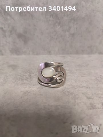 Сребърен пръстен със седеф, снимка 1 - Пръстени - 46020520