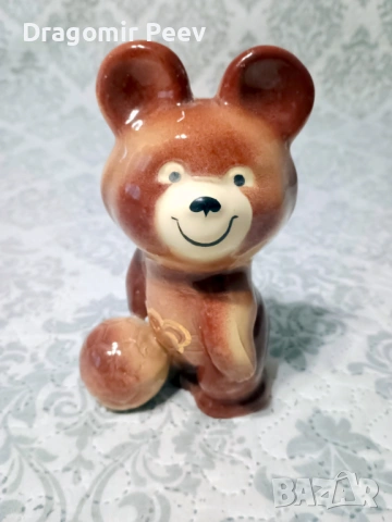 Рядко Мече МИША с Футболна Топка – Олимпиада 80 (СССР) – Перфектно!