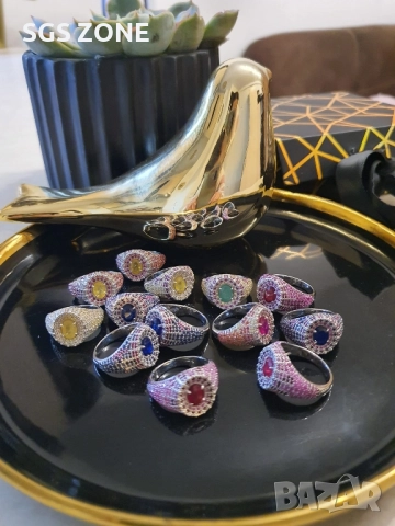 МНОГО СТИЛЕН СРЕБЪРЕН ПРЪСТЕН С ЕСТЕСТВЕНИ СКЪПОЦЕННИ КАМЪНИ, снимка 14 - Пръстени - 52410915