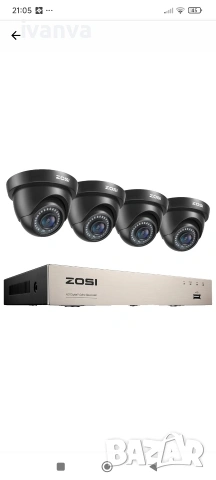 Система за видеонаблюдение :Zosi DVR с Hard disk Toshiba 2 TB+4 бр.камери 