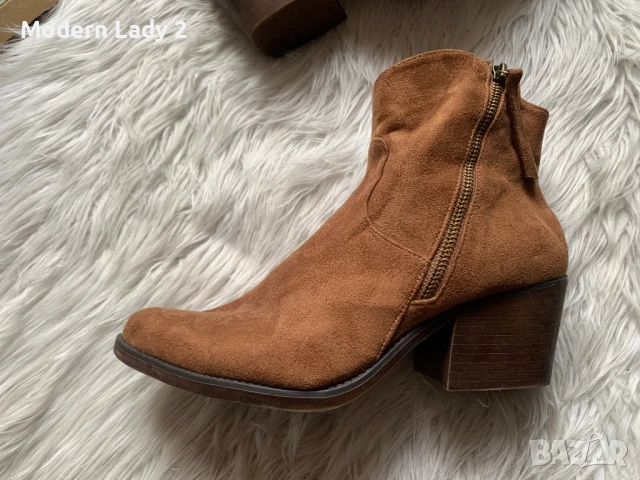 Нови кафяви велурени боти, снимка 2 - Дамски боти - 50999993