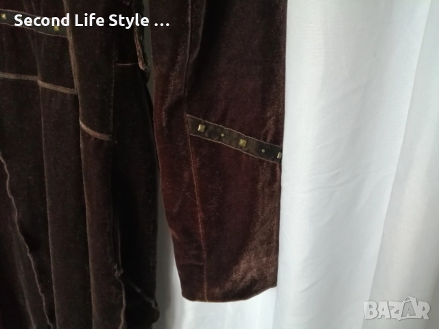 Стиймпънк дамска кадифена рокля/туника с капси и копчета р-р M, снимка 11 - Рокли - 52958780
