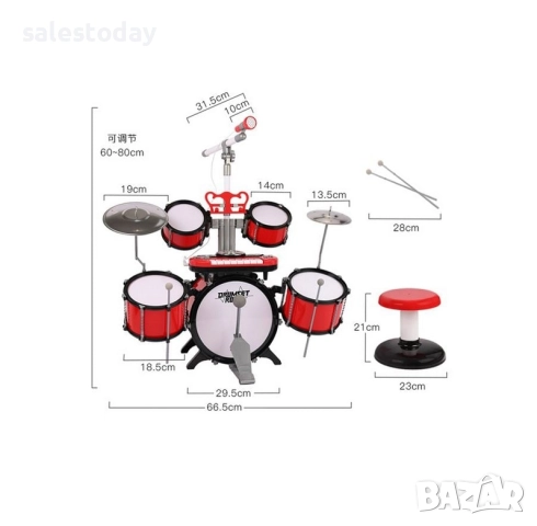 Барабани, микрофон + пиано, тъпани, чинели, снимка 2 - Музикални играчки - 52520323