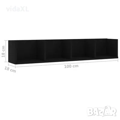 vidaXL CD стенен рафт, черен, 100x18x18 см, инженерно дърво(SKU:801320), снимка 2 - Други - 49419456