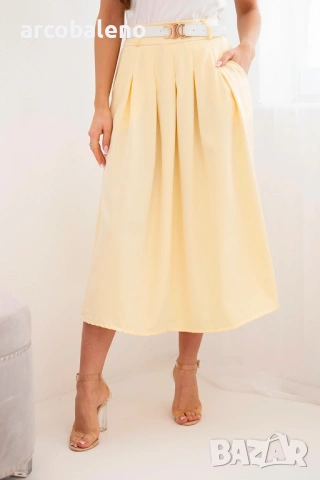 Дамска вискозна пола с колан и плисета, 7цвята , снимка 6 - Поли - 53698674