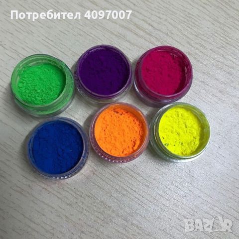 Неонови прахообразни пигменти за нокти/грим 6 бр., снимка 3 - Продукти за маникюр - 45660095