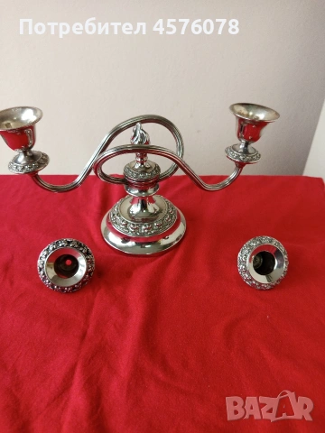 красив посребрен свещник с маркировка, снимка 2 - Антикварни и старинни предмети - 53672822