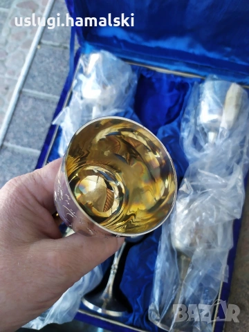 Винтидж комплект посребрени чаши, снимка 3 - Антикварни и старинни предмети - 54096279