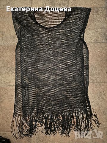Плажна рокля в черно с ресни, снимка 1 - Рокли - 45745019