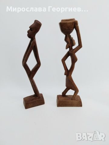 Ръчно резбовани африкански дървени фигури, снимка 3 - Колекции - 45775274