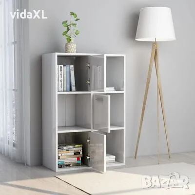 vidaXL Шкаф за съхранение, бял гланц, 60x29,5x90 см, инженерно дърво（SKU:801140）, снимка 3 - Шкафове - 48599792