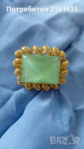 Ретро брошка. Безупречна. Стъклен камък Котешко око., снимка 4 - Антикварни и старинни предмети - 54083867