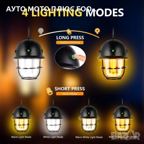 Преносима акумулаторна LED лампа с кабел за зареждане., снимка 3 - Къмпинг осветление - 53924783