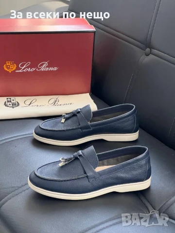 Loro Piana Дамски Тъмно Сини Ежедневни Обувки Естествена Кожа Лоро Пиана Код E455, снимка 3 - Маратонки - 50511211