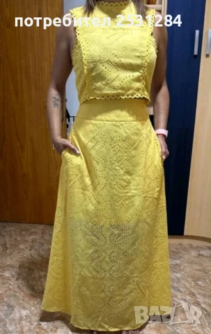 Нов жълт комплект пола и топ , снимка 7 - Комплекти - 51421150