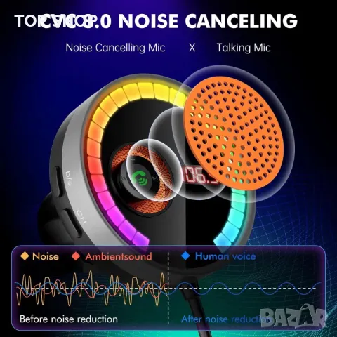 Magift Bluetooth автомобилен адаптер 5.4 FM Bluetooth предавател, PD36W&QC3.0 (сребрист), снимка 6 - Аксесоари и консумативи - 49500166