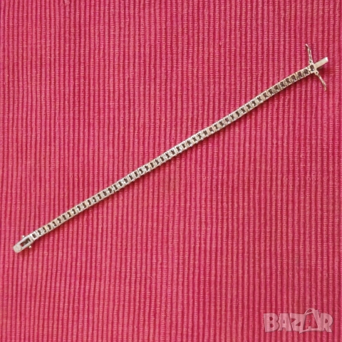 Сребърна дамска гривна, тенис гривна с циркони и родиево покритие. , снимка 3 - Гривни - 52847141