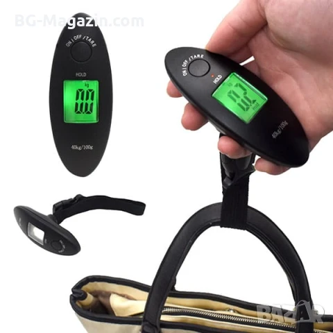 Дигитален компактен електронен ръчен кантар везна за самолетен багаж риболов куфари храна до 40кг, снимка 4 - Везни - 50921410