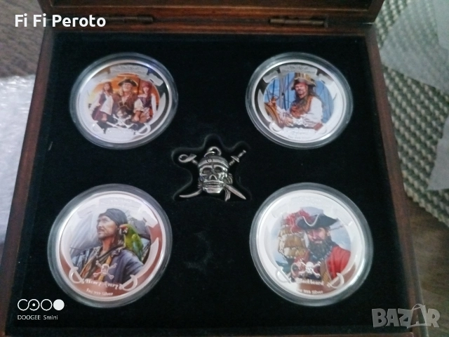 колекционерски сребърни монети карибски пирати 