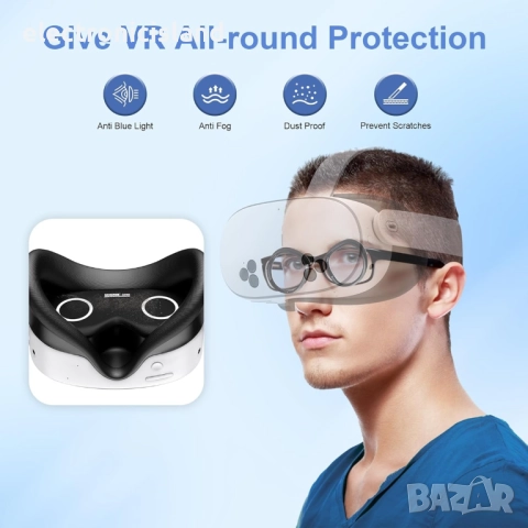 Комплект VR аксесоари HNSMART за Meta Quest 3S защита против замъгляване филтриране на синя светлина, снимка 2 - 3D VR очила за смартфон - 51172713