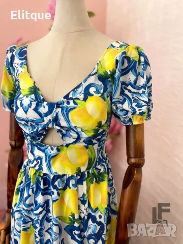 дълга лятна рокля с лимони , снимка 3 - Рокли - 53579408