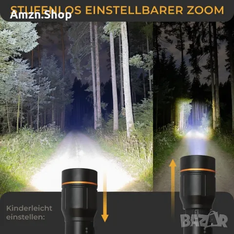 LICHTMEISTER ® LED акумулаторна фенерче 2000 лумена 5000 mAh батерия, снимка 5 - Къмпинг осветление - 49654426