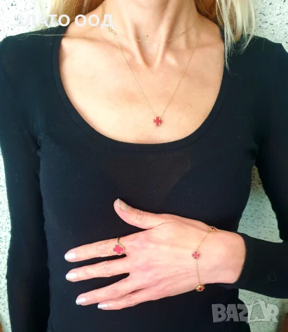 Златни сетове модел ДЕТЕЛИНА - 14К, снимка 6 - Колиета, медальони, синджири - 50461435