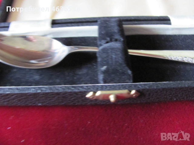 Посребрена лъжичка в оригинална кутия, снимка 4 - Прибори за хранене, готвене и сервиране - 53467227