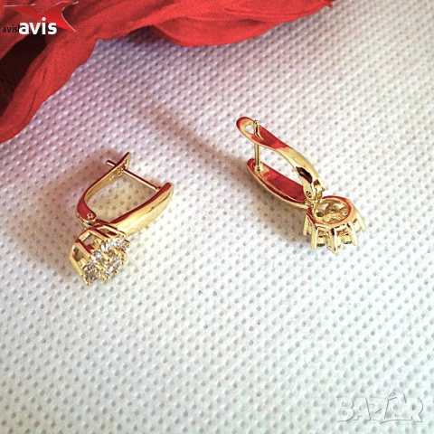 Обеци с 14К златно покритие 2141882, снимка 3 - Обеци - 53833978