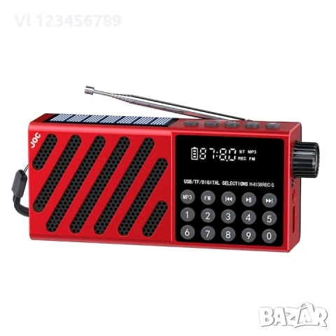 Соларно стерео радио JOC-6138REC-S +Bt Fm/Am ,USB,Tf 