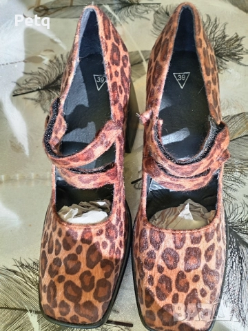 тигрови обувки с висок плътен ток , снимка 1