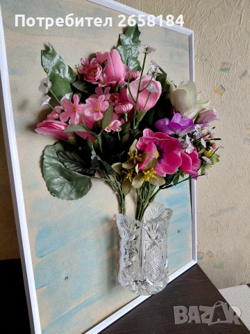 Пано с цветя и кристална ваза, 31/41см. .