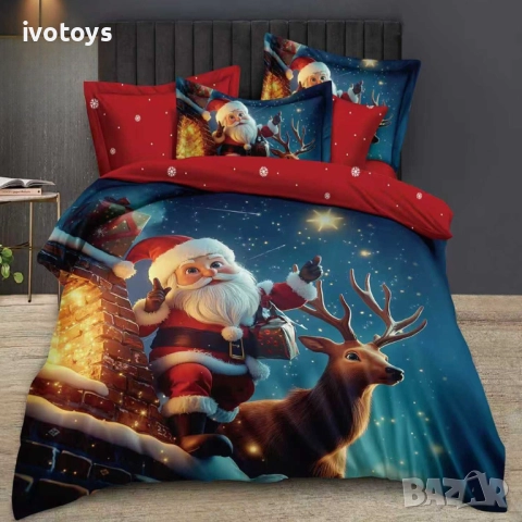 Двулицево коледно спално бельо (Реално изображение), 6 части - Модел WS18762