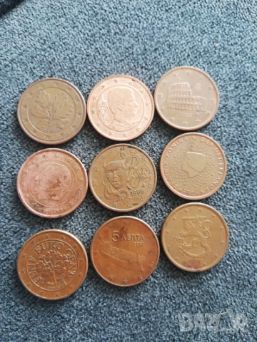 лот от 9 монети от 5 евро-цента 1999-