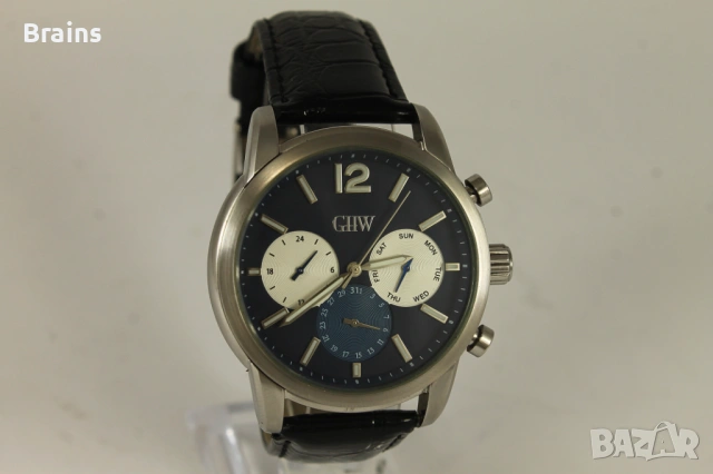 GHW Мъжки Стоманен Кварцов Часовник Календар, снимка 2 - Мъжки - 53570890