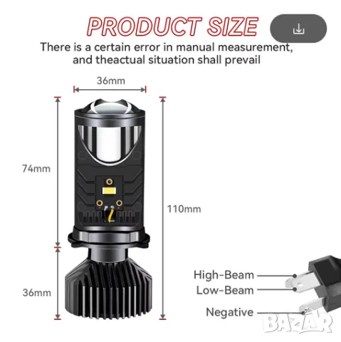 LED мини проектори H4 за основни фарове с лупа, снимка 3 - Аксесоари и консумативи - 47476311