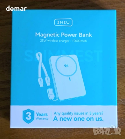Външна батерия INIU за MagSafe 25W Qi2.2 10000mAh, 45W PD, само за iPhone, бяла, снимка 9 - Външни батерии - 53949187