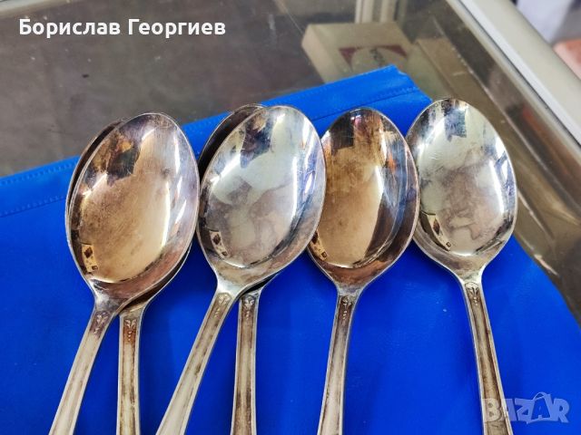 Руски посребрени лъжици, снимка 4 - Прибори за хранене, готвене и сервиране - 46037894