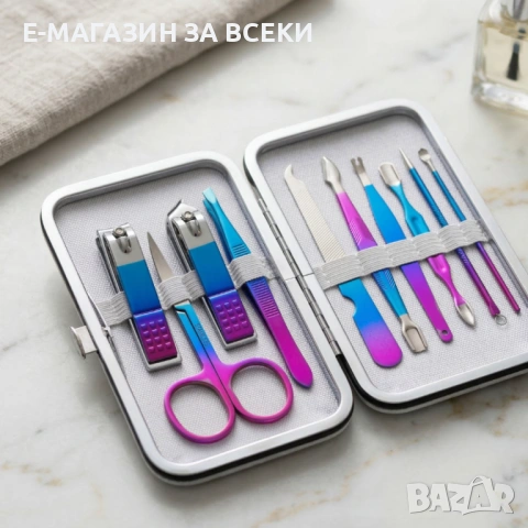 Комплект за маникюр от 10 части в елегантен матов калъф, снимка 4 - Продукти за маникюр - 53935588