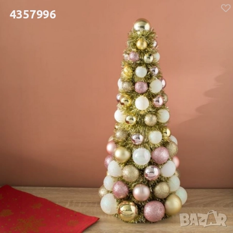 Коледна декоративна елха, Златни топки, 40см 