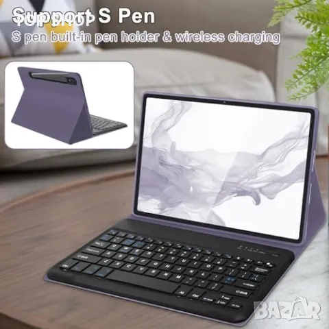 Нова Универсална Клавиатура и Смарт Кейс за таблет Galaxy Tab S8 Plus/S7 FE, снимка 5 - Друга електроника - 49654730