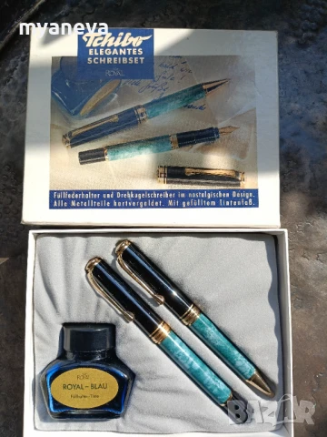 Елегантен комплект за писане от Tchibo Royal, включващ  писалка и химикалка с vintage дизайн.