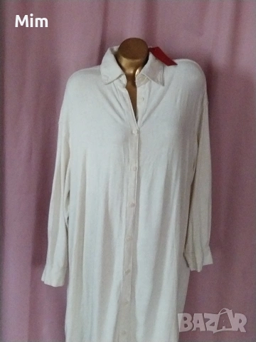 VRS  Fashion Бяла свободна дълга рокля с дълъг ръкав , снимка 3 - Рокли - 53941709