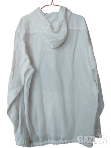 Мъжка лека риза с качулка Zara, 100% лен, Бяла, XL, снимка 2 - Ризи - 45782493