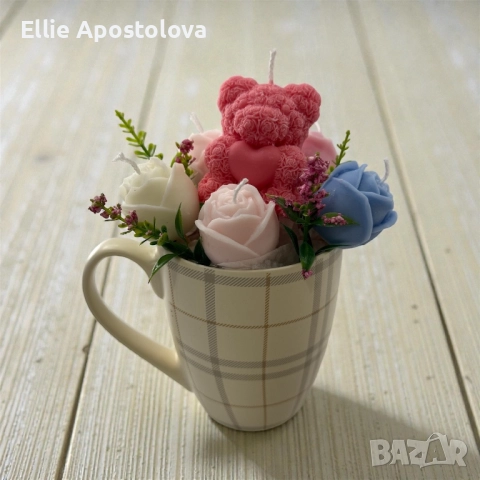 Букет от соеви свещи, снимка 2 - Ръчно изработени сувенири - 52828197