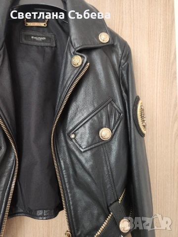 Кожено яке Balmain естествена кожа , снимка 3 - Якета - 53935351