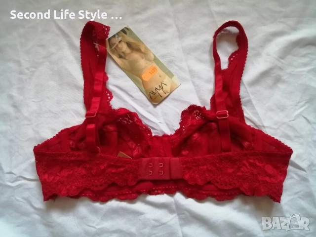 75B нов червен дантелен сутиен , снимка 6 - Бельо - 52921968
