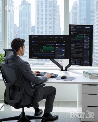 monTEK Стойка за два монитора 17–32 инча, до 9 кг всеки,VESA 75/100 мм, снимка 8 - Стойки, 3D очила, аксесоари - 53646574